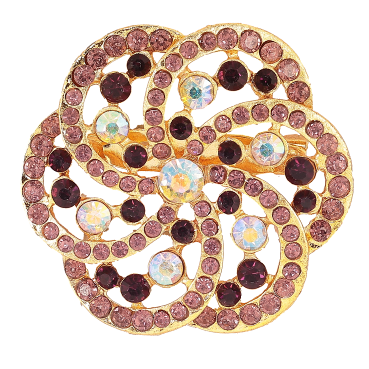 Брошка «Квітка з бордовими стразами» фото №12