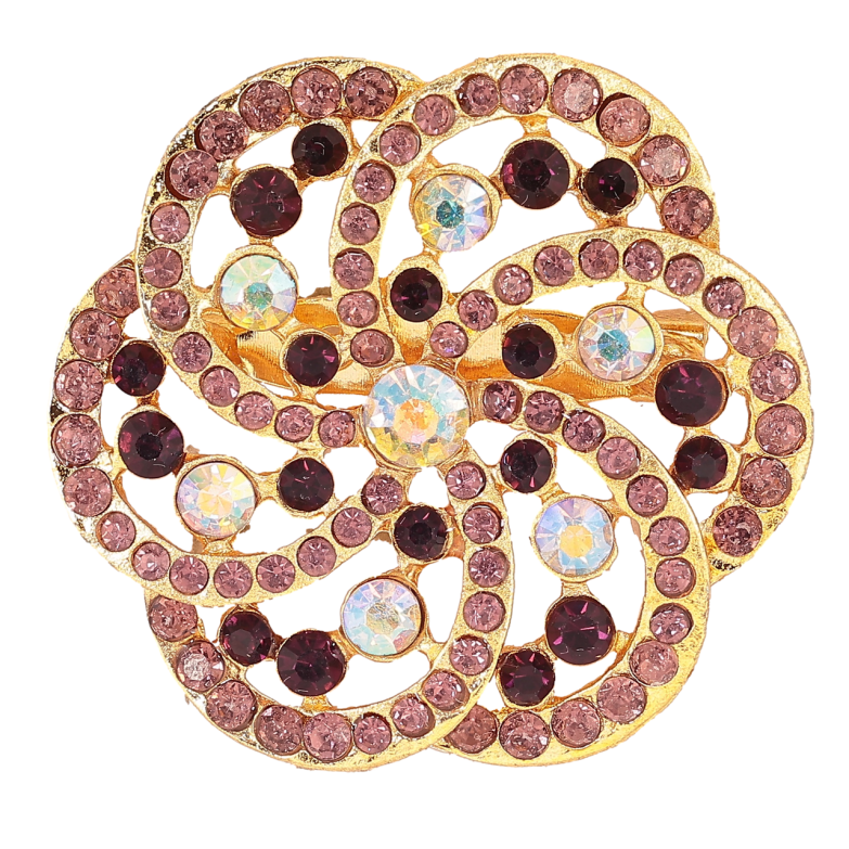 Брошка «Квітка з бордовими стразами» фото №1