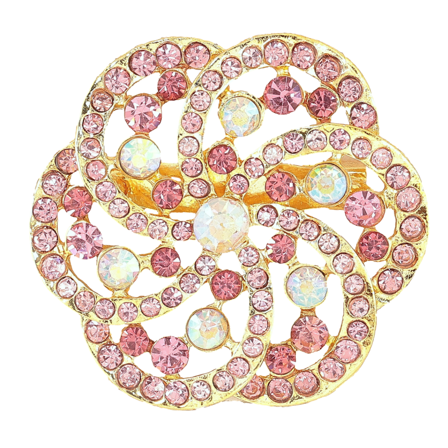 Брошка «Квітка з рожевими стразами» фото №1