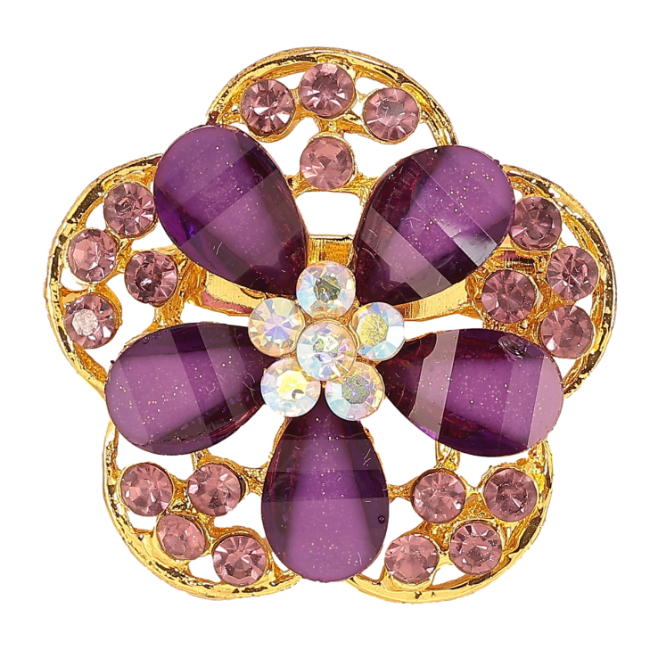 Брошка «Квітка з бузковими стразами» фото №10