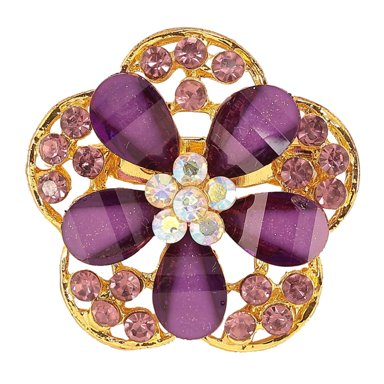 Брошь Цветок с сиреневыми стразами фото №1