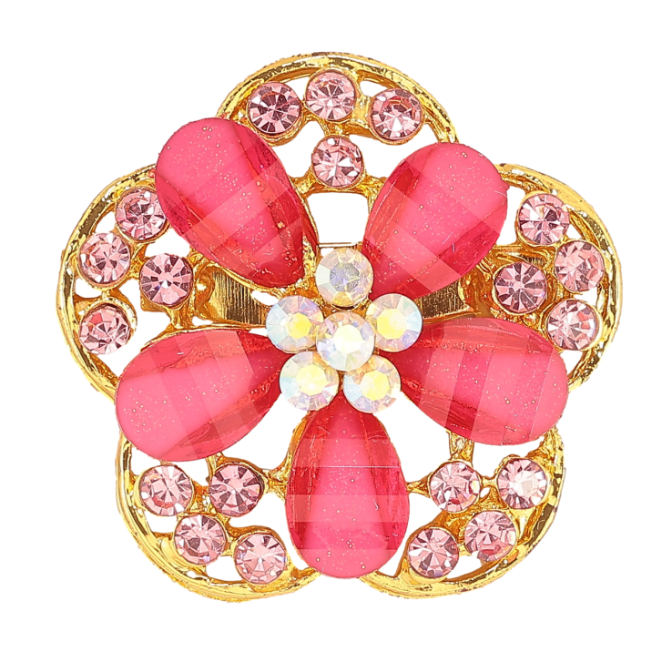 Брошка «Квітка з рожевими стразами» фото №23