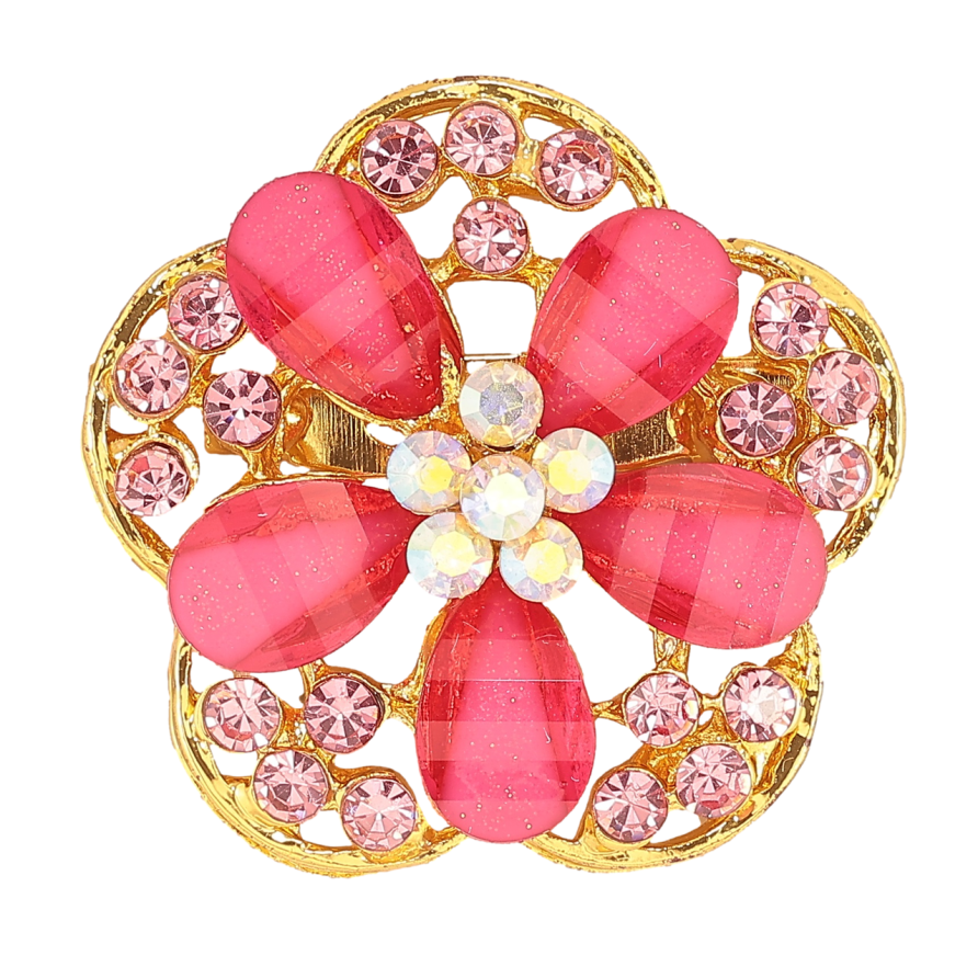 Брошка «Квітка з рожевими стразами» фото №1