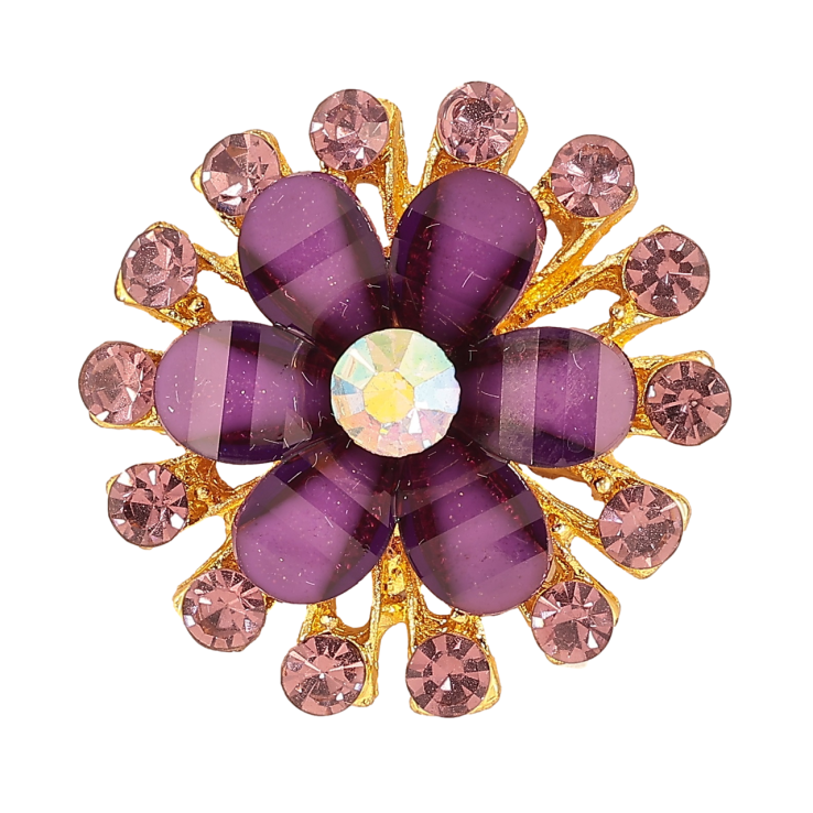 Брошка «Квітка з бузковими стразами» фото №24