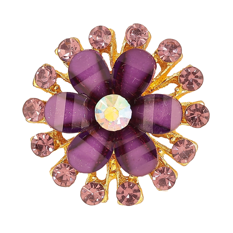 Брошь Цветок с сиреневыми стразами фото №1