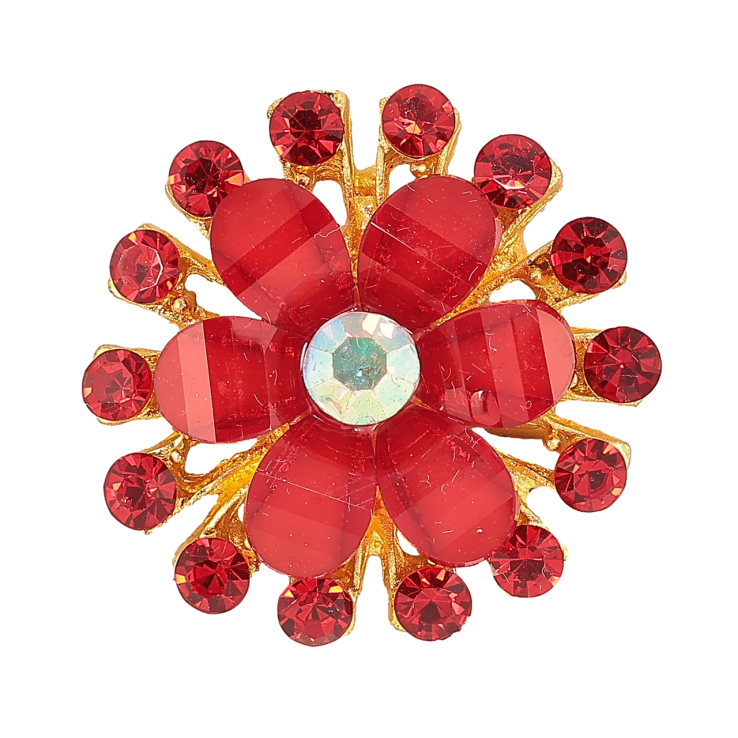 Брошка «Квітка з червоними стразами» фото №19