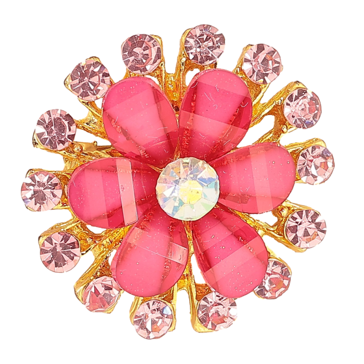 Брошка «Квітка з рожевими стразами» фото №20