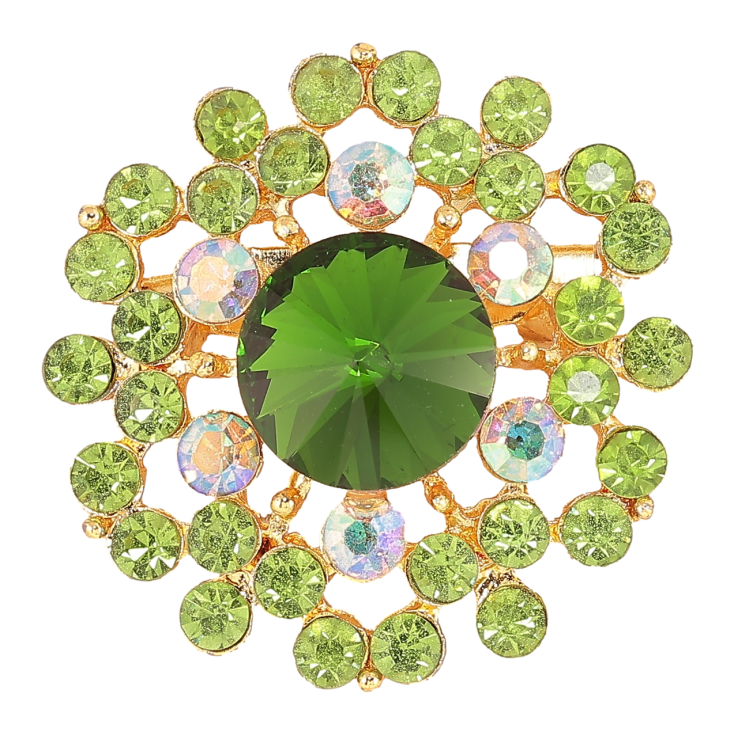 Брошка «Квітка з зеленими стразами» фото №9