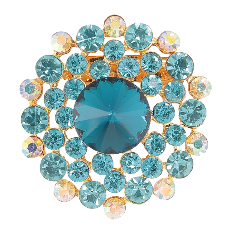 Брошка «Квітка з бірюзовими стразами» фото №17