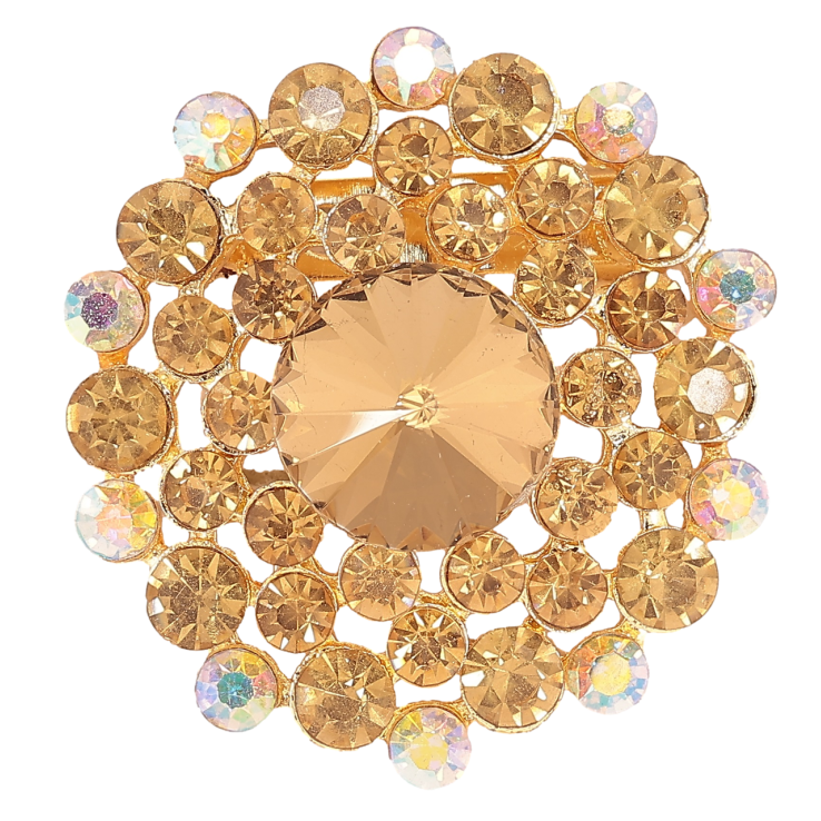 Брошка «Квітка з золотистими стразами» фото №23
