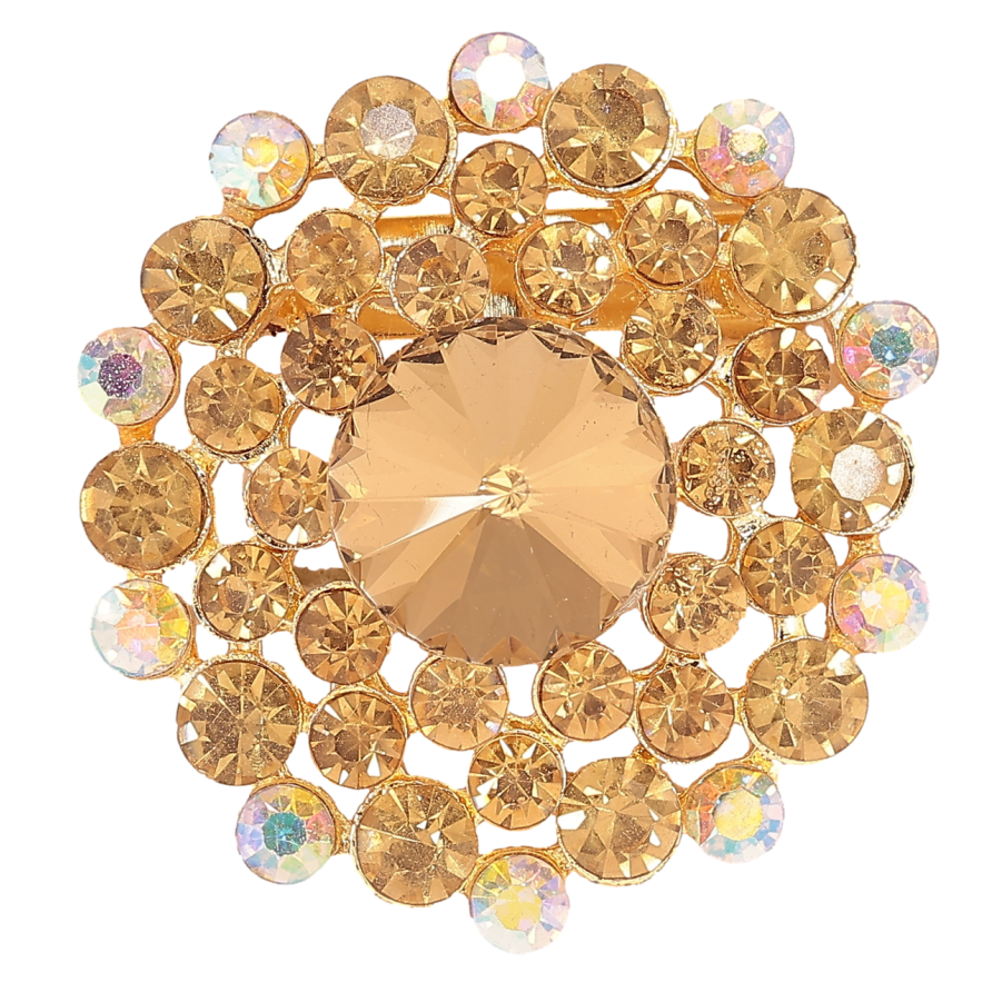 Брошка «Квітка з золотистими стразами» фото №1