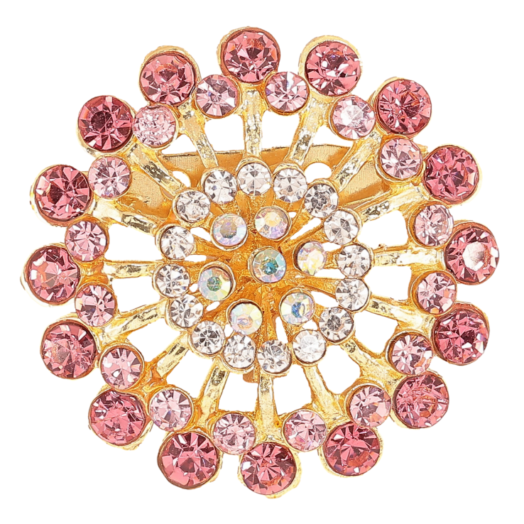 Брошь Цветок с розовыми стразами фото №14