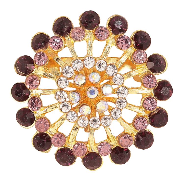 Брошка «Квітка з бордовими стразами» фото №14