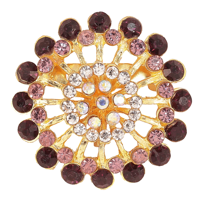 Брошка «Квітка з бордовими стразами» фото №9