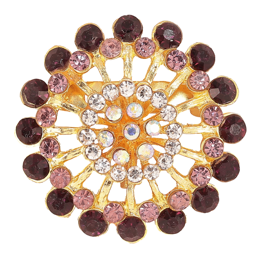 Брошка «Квітка з бордовими стразами» фото №1