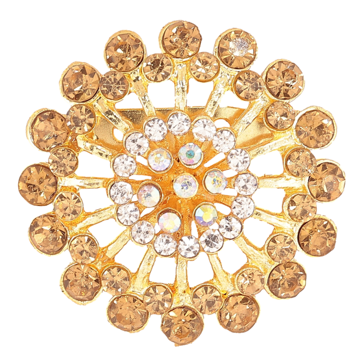 Брошь Цветок с золотистыми стразами фото №10