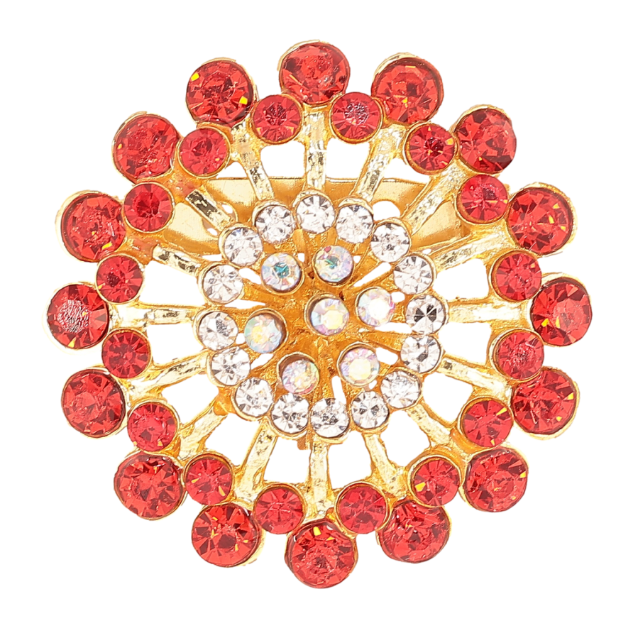 Брошка «Квітка з червоними стразами» фото №1