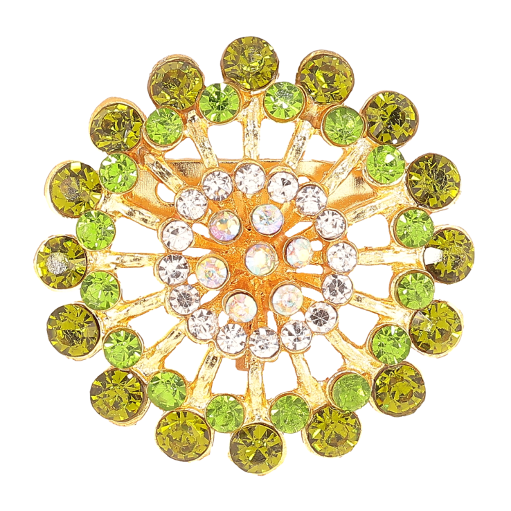 Брошка «Квітка з зеленими стразами» фото №4