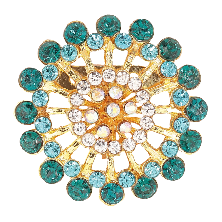 Брошка «Квітка з бірюзовими стразами» фото №18