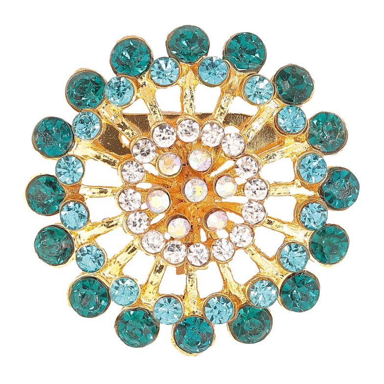 Брошка «Квітка з бірюзовими стразами» фото №6