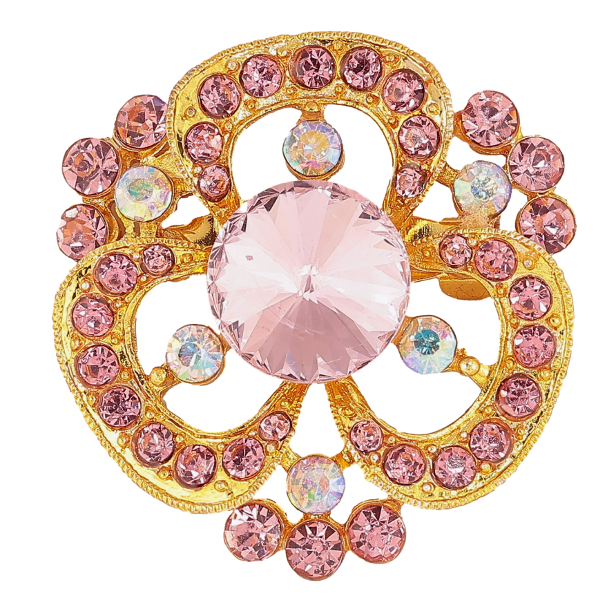 Брошь Цветок с розовыми стразами фото №1