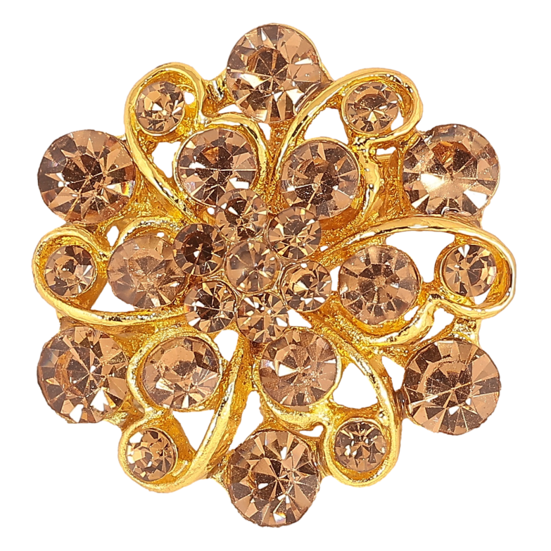 Брошка «Квітка з коричневими стразами» фото №4