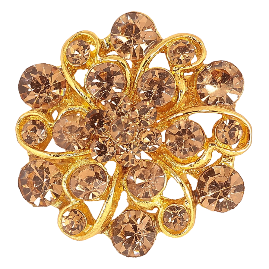 Брошка «Квітка з коричневими стразами» фото №1
