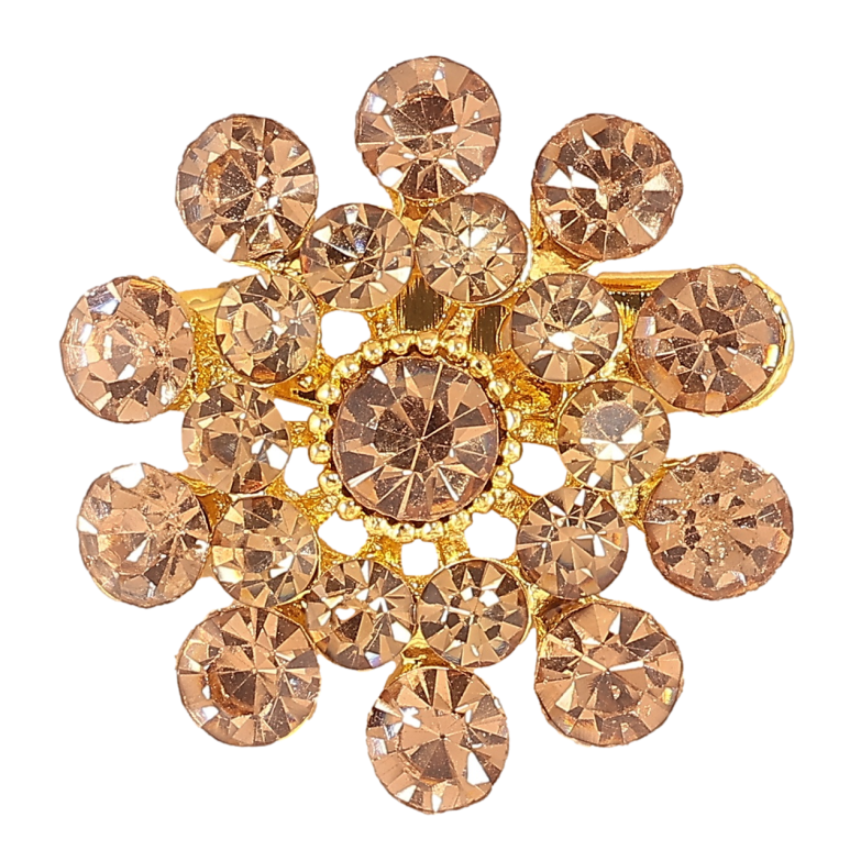 Брошь Цветок с золотистыми стразами фото №16