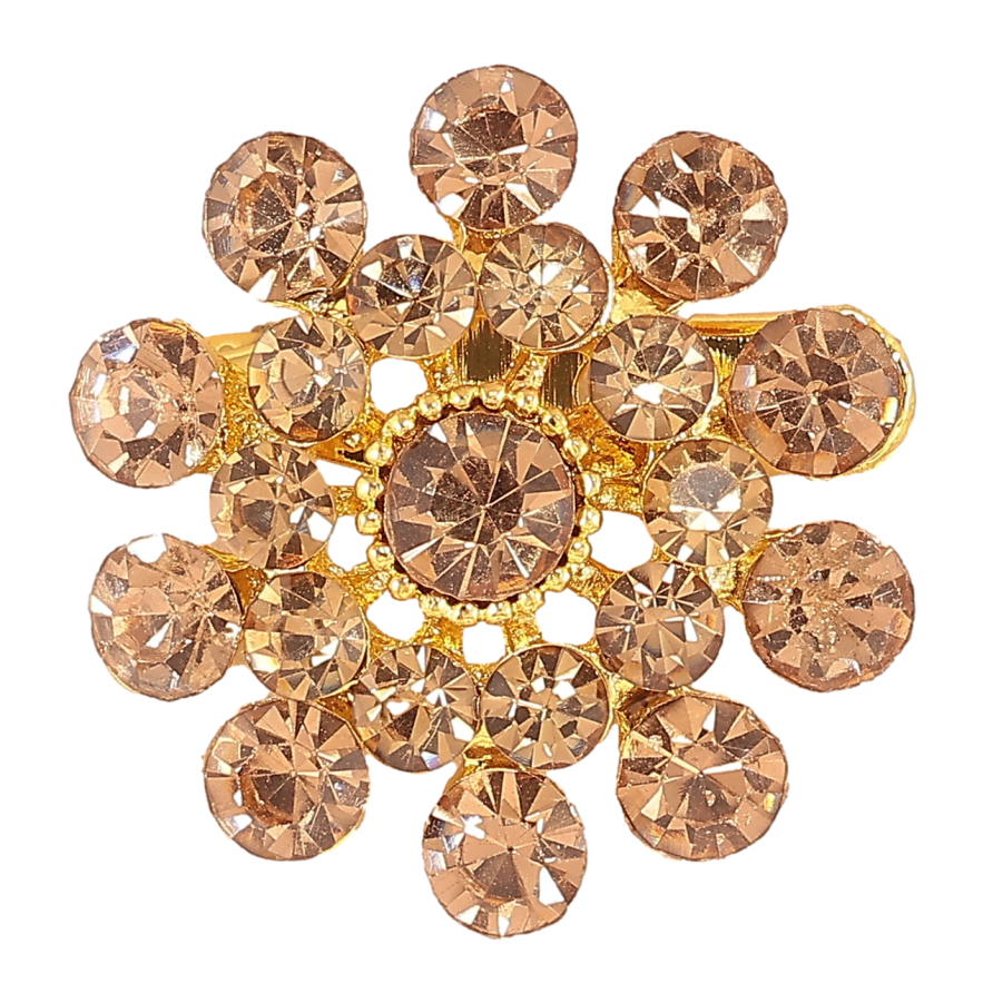 Брошка «Квітка з золотистими стразами» фото №1