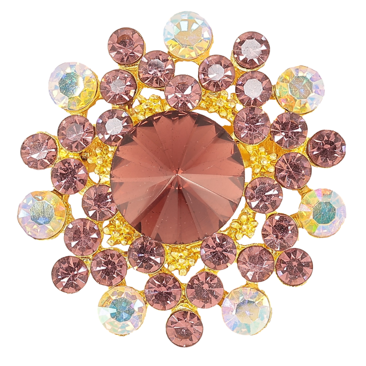 Брошка «Квітка з бордовими стразами» фото №13