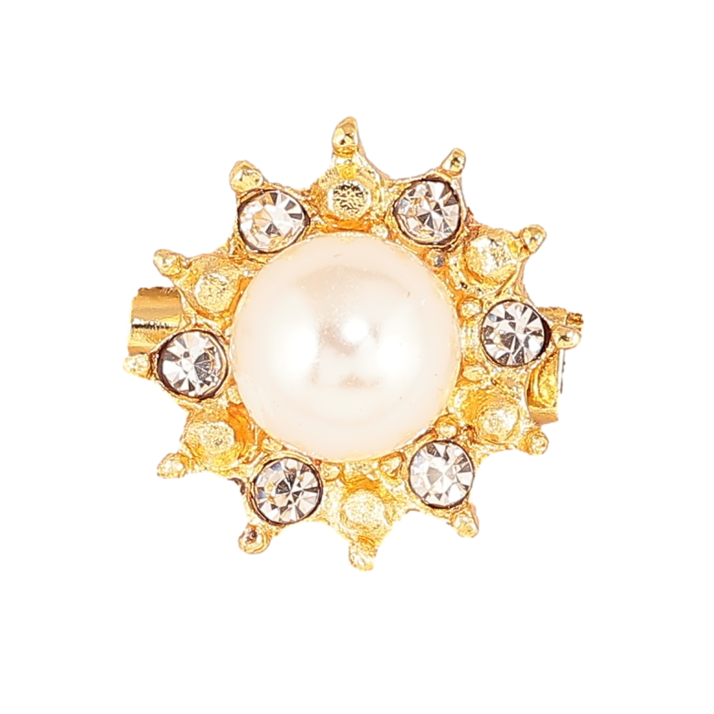 Брошь Жемчужина в обрамлении страз фото №1