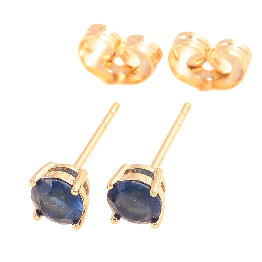 Сережки Xuping Позолота 18K пусети «Сині кристали в 4-х крапановій оправі» ø 5мм фото №1