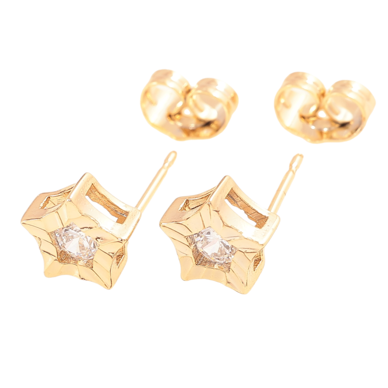 Сережки Xuping Позолота 18K пусети «Зірки з кристалами» фото №1