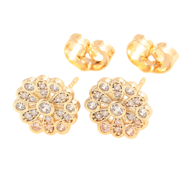 Сережки Xuping Позолота 18K пусети «Кришталеві квіточки» фото №14