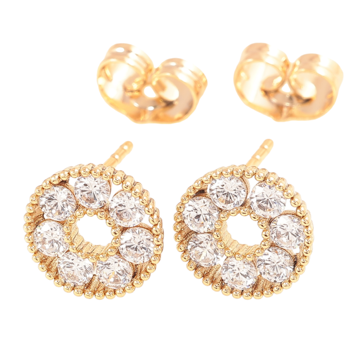 Серьги Xuping Позолота 18K пусеты Кристальные колечки фото №18