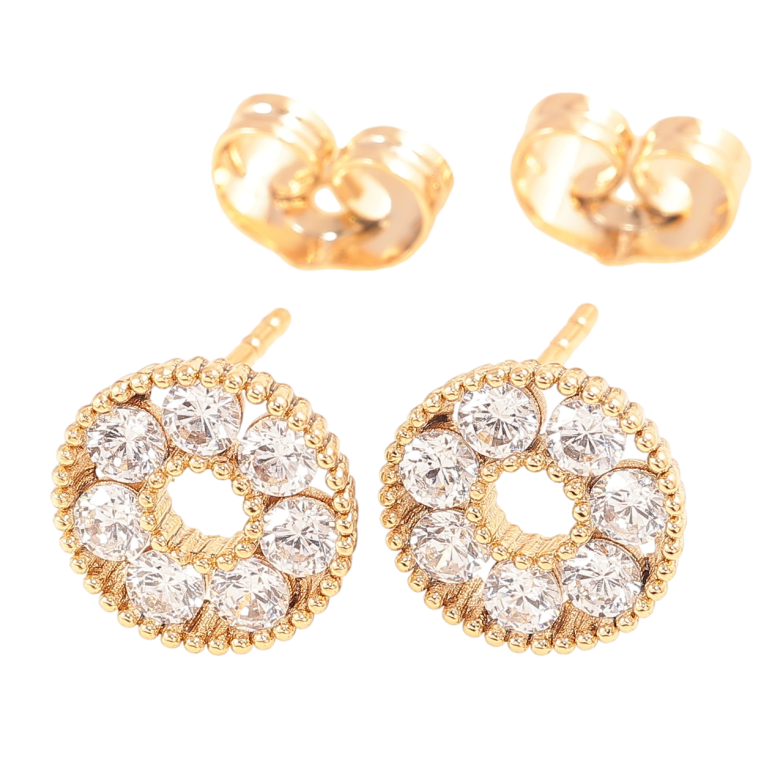 Серьги Xuping Позолота 18K пусеты Кристальные колечки фото №3