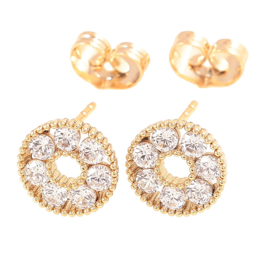 Серьги Xuping Позолота 18K пусеты Кристальные колечки фото №1