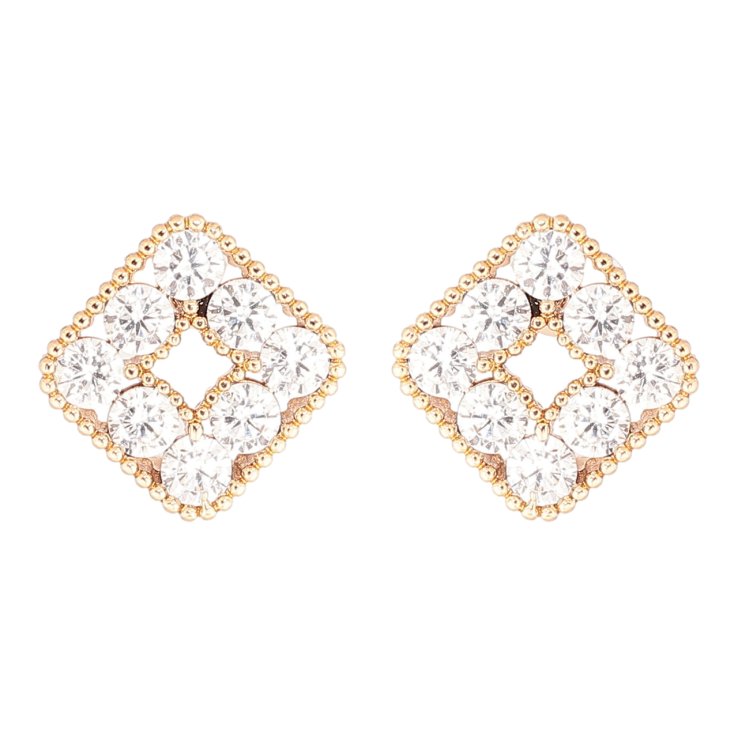 Серьги Xuping Позолота 18K пусеты Кристальные ромбы фото №17