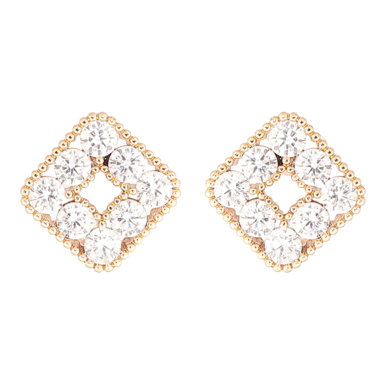 Серьги Xuping Позолота 18K пусеты Кристальные ромбы фото №1