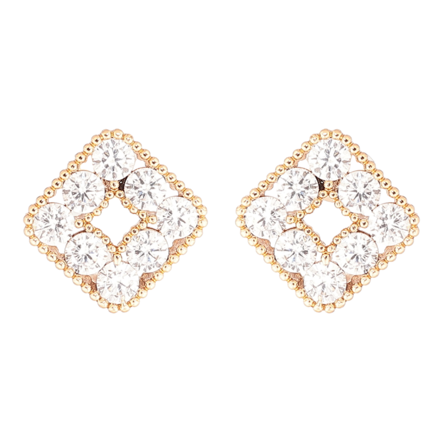 Серьги Xuping Позолота 18K пусеты Кристальные ромбы фото №1