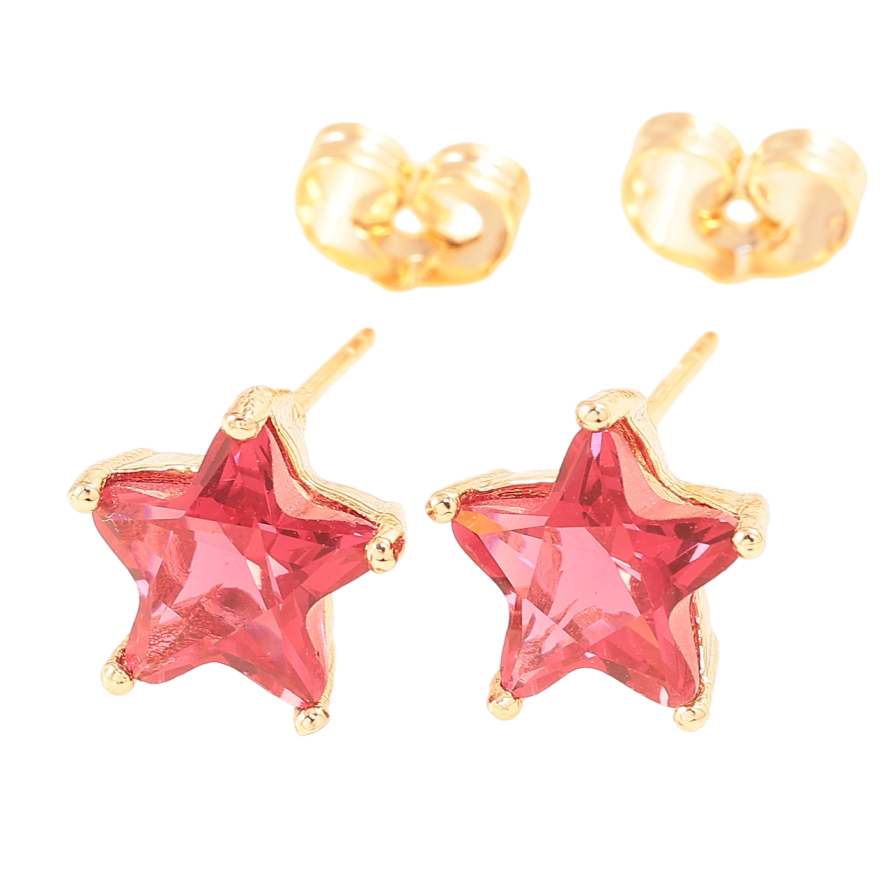 Серьги Xuping Позолота 18K пусеты Красные кристальные звезды фото №1