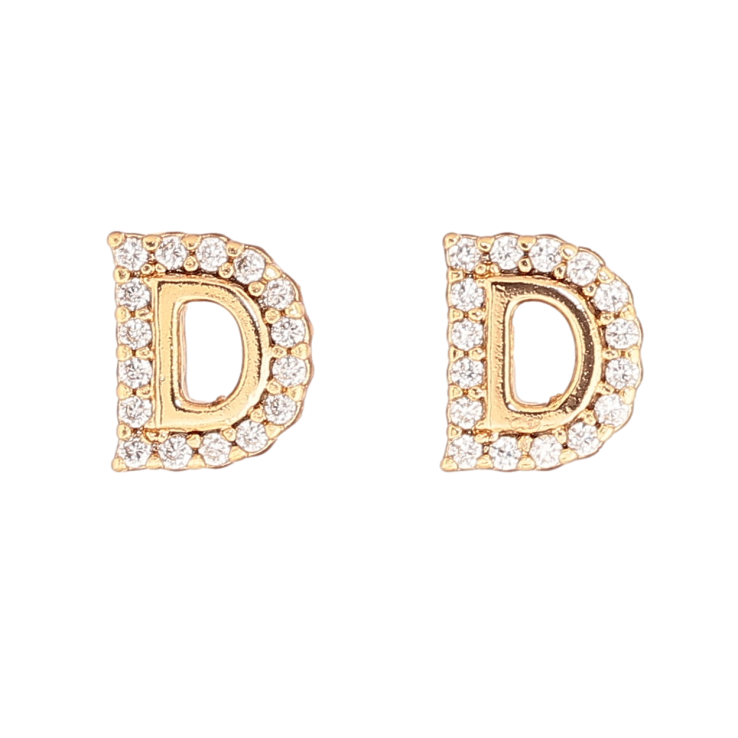 Серьги Xuping Позолота 18K пусеты Буква D фото №2