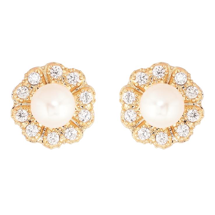 Сережки Xuping Позолота 18K пусети «Квіточки з кристалами та перлиною» фото №20