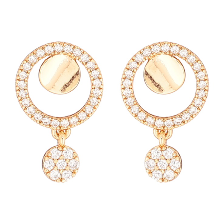 Сережки Xuping Позолота 18K пусети «Круглі підвіски з кристалами» фото №5