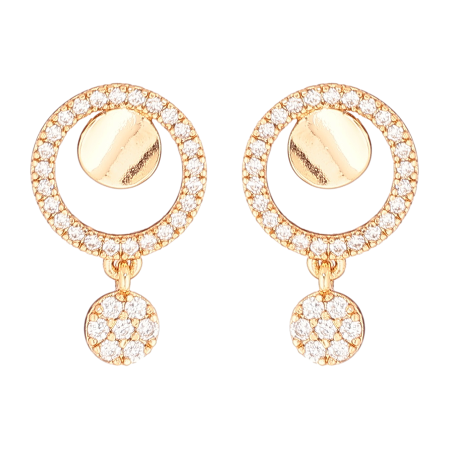 Сережки Xuping Позолота 18K пусети «Круглі підвіски з кристалами» фото №1