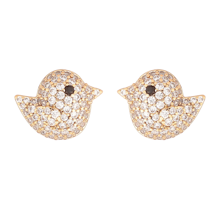 Сережки Xuping Позолота 18K пусети «Пташки з інкрустацією кристалами» фото №13
