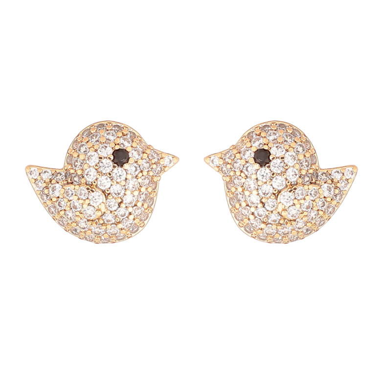 Сережки Xuping Позолота 18K пусети «Пташки з інкрустацією кристалами» фото №2