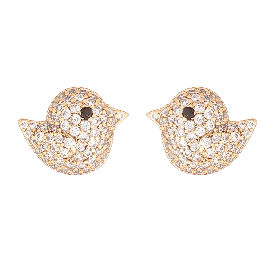 Сережки Xuping Позолота 18K пусети «Пташки з інкрустацією кристалами» фото №1