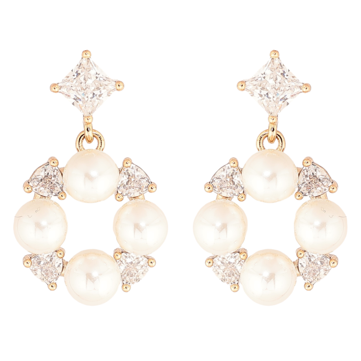 Серьги Xuping Позолота 18K пусеты Жемчужно-кристальные подвески фото №18