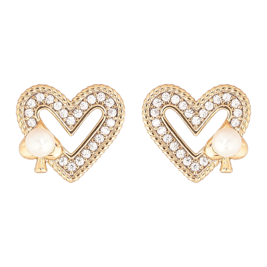 Сережки Xuping Позолота 18K пусети «Сердечка з піками» фото №1